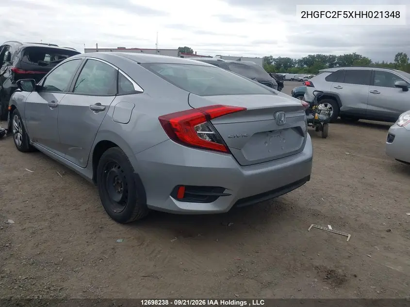 2017 HONDA CIVIC VIN 2HGFC2F5XHH021348 — фото 4