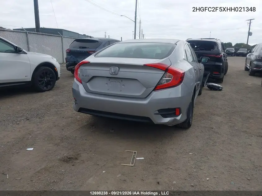 2017 HONDA CIVIC VIN 2HGFC2F5XHH021348 — фото 5