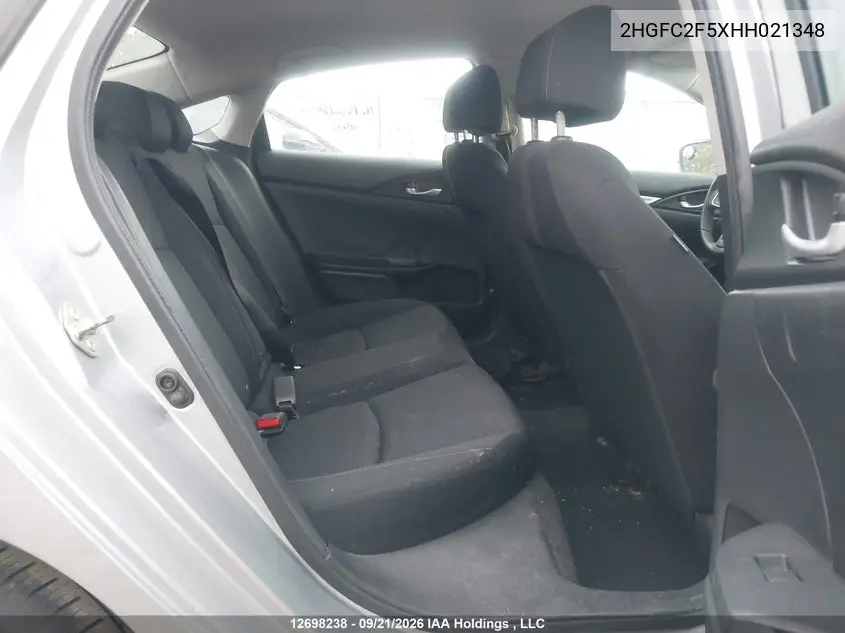 2017 HONDA CIVIC VIN 2HGFC2F5XHH021348 — фото 9