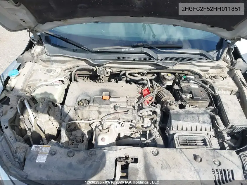 2017 HONDA CIVIC VIN 2HGFC2F52HH011851 — фото 10