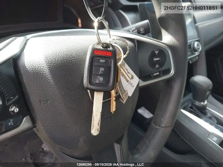 2017 HONDA CIVIC VIN 2HGFC2F52HH011851 — фото 11