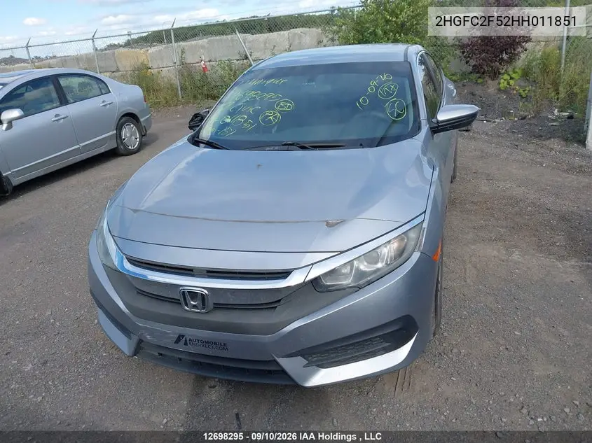 2017 HONDA CIVIC VIN 2HGFC2F52HH011851 — фото 13