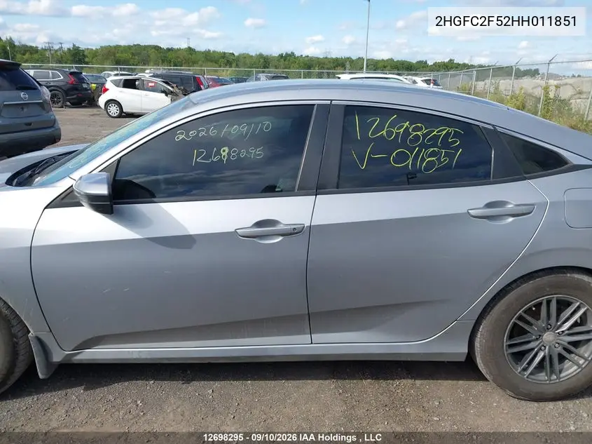2017 HONDA CIVIC VIN 2HGFC2F52HH011851 — фото 15