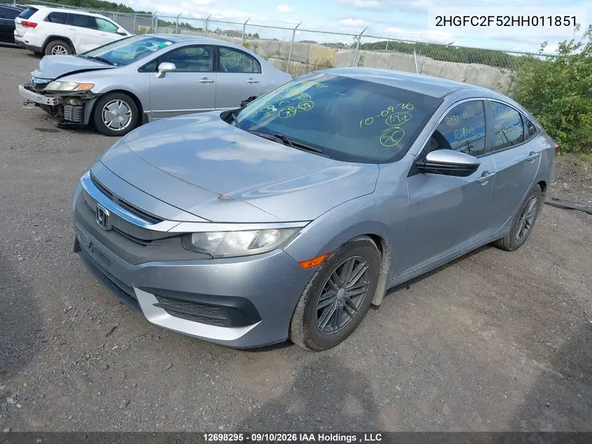 2017 HONDA CIVIC VIN 2HGFC2F52HH011851 — фото 2