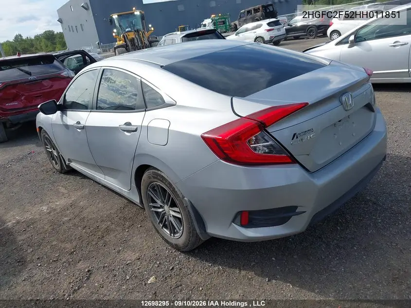 2017 HONDA CIVIC VIN 2HGFC2F52HH011851 — фото 3