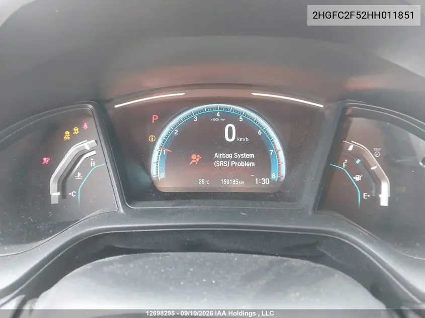 2017 HONDA CIVIC VIN 2HGFC2F52HH011851 — фото 7