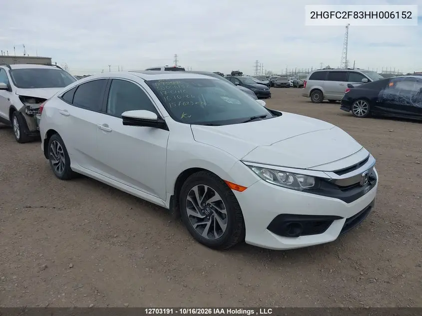 2017 HONDA CIVIC VIN 2HGFC2F83HH006152 — фото 2