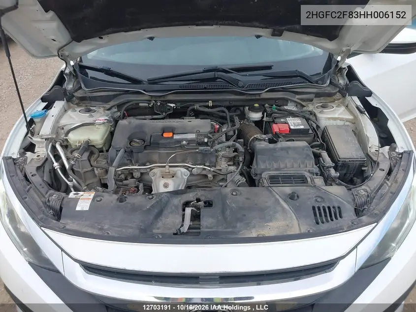 2017 HONDA CIVIC VIN 2HGFC2F83HH006152 — фото 11
