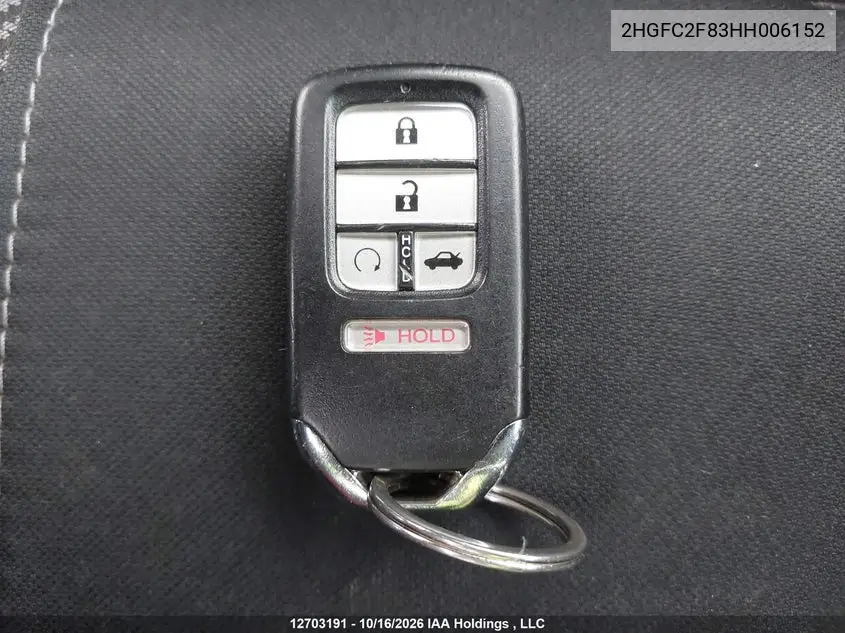 2017 HONDA CIVIC VIN 2HGFC2F83HH006152 — фото 12