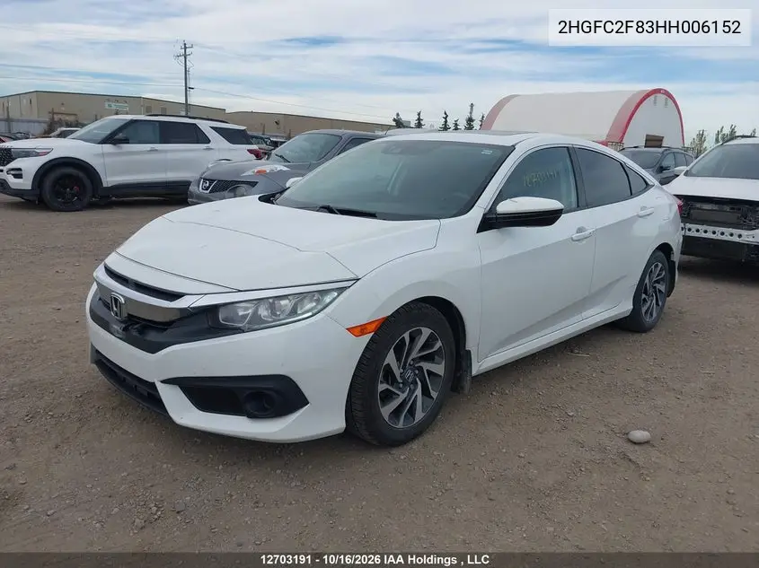 2017 HONDA CIVIC VIN 2HGFC2F83HH006152 — фото 3