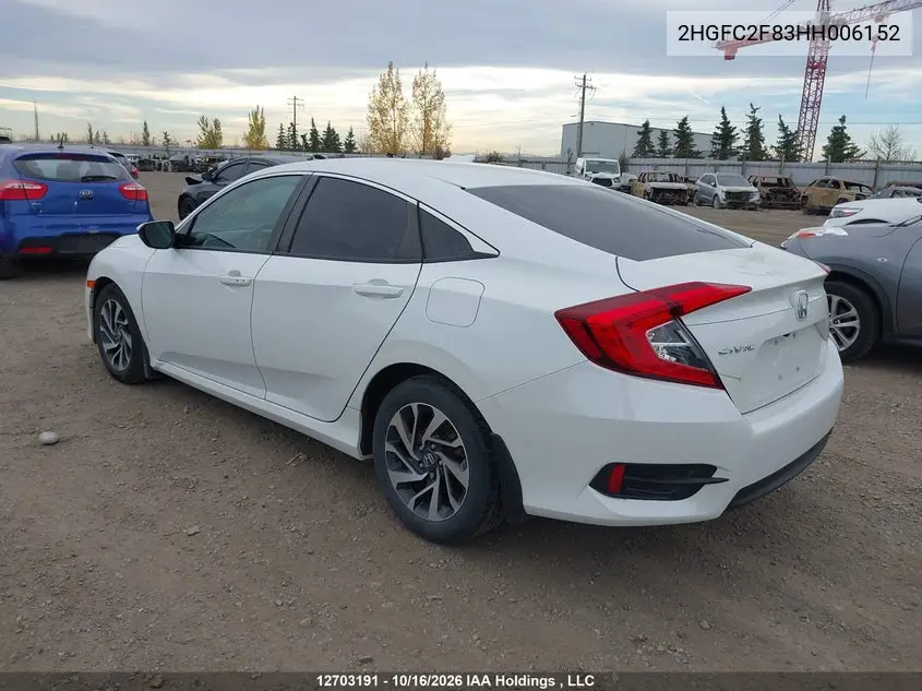2017 HONDA CIVIC VIN 2HGFC2F83HH006152 — фото 4