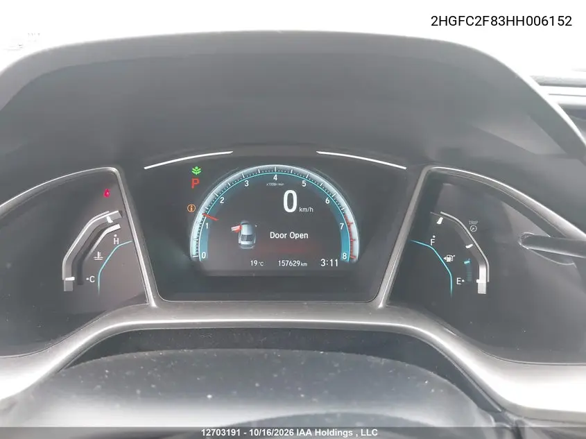 2017 HONDA CIVIC VIN 2HGFC2F83HH006152 — фото 8