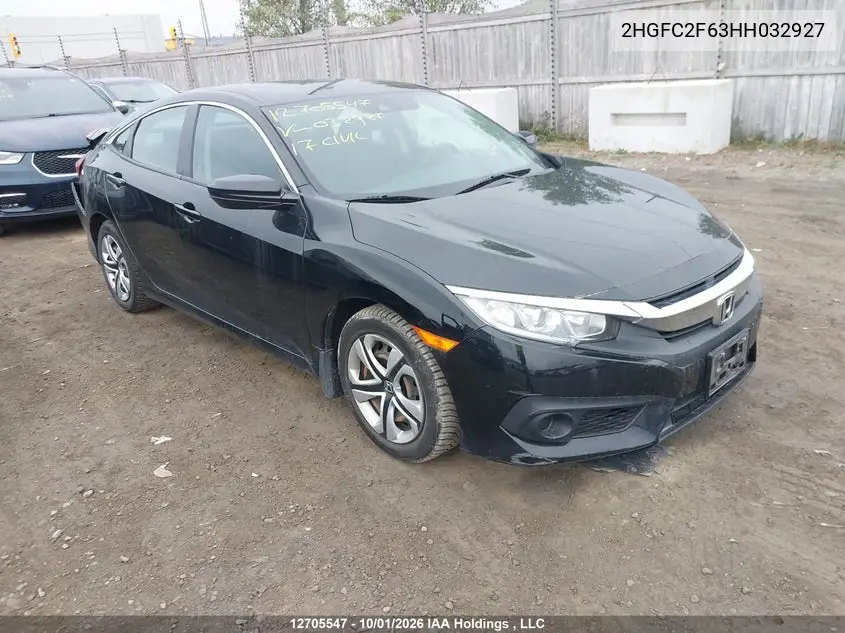 HONDA CIVIC 2017, VIN 2HGFC2F63HH032927