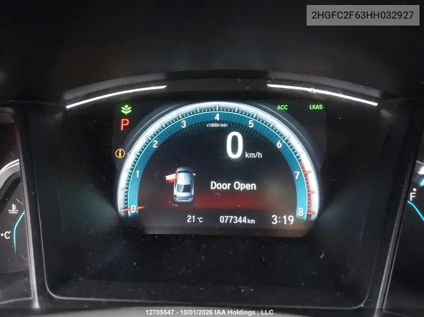 2017 HONDA CIVIC VIN 2HGFC2F63HH032927 — фото 16