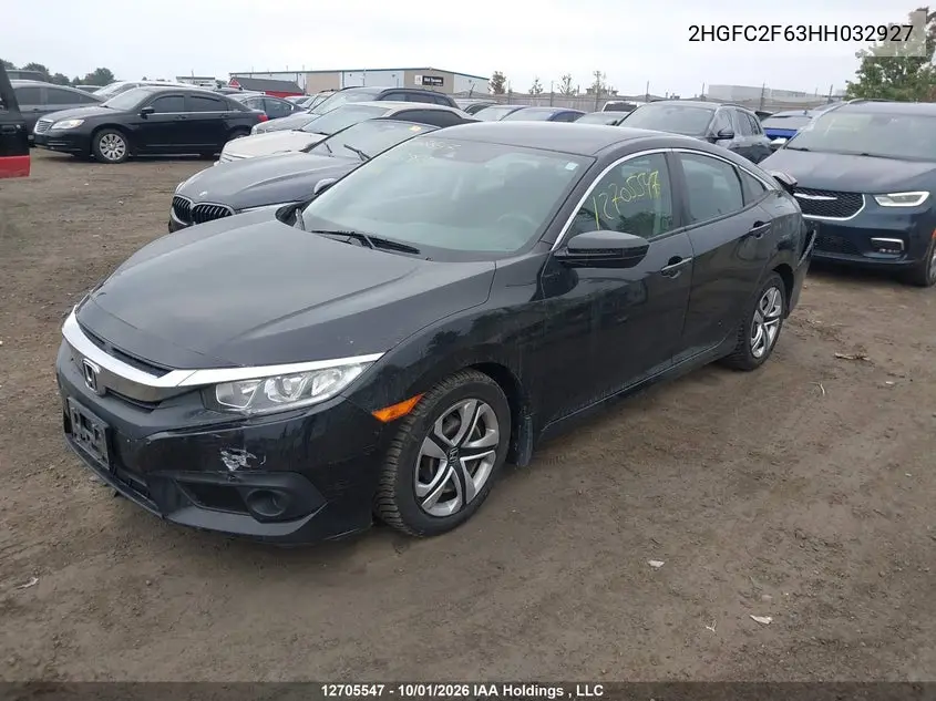 2017 HONDA CIVIC VIN 2HGFC2F63HH032927 — фото 2