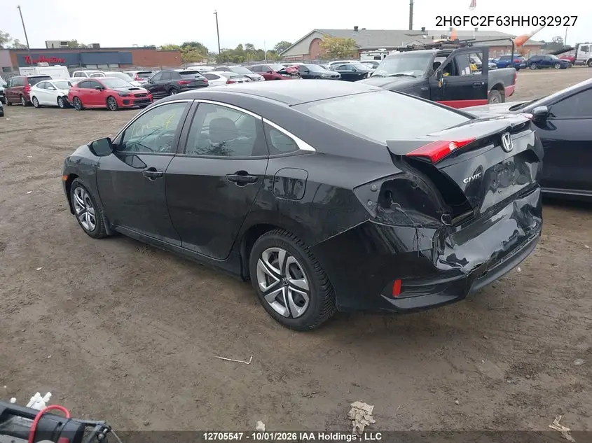 2017 HONDA CIVIC VIN 2HGFC2F63HH032927 — фото 3