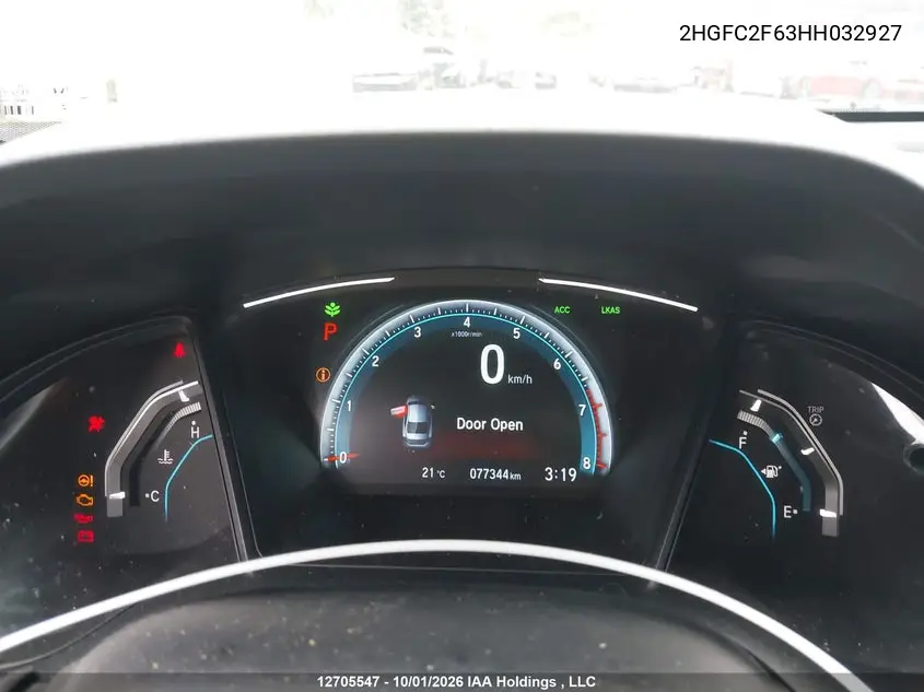2017 HONDA CIVIC VIN 2HGFC2F63HH032927 — фото 7