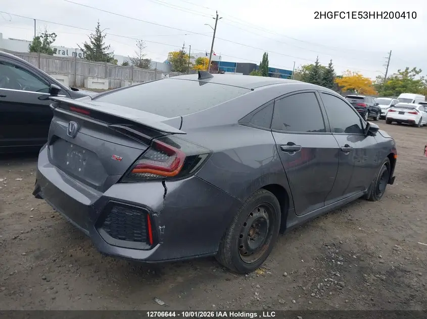 2017 HONDA CIVIC VIN 2HGFC1E53HH200410 — фото 4