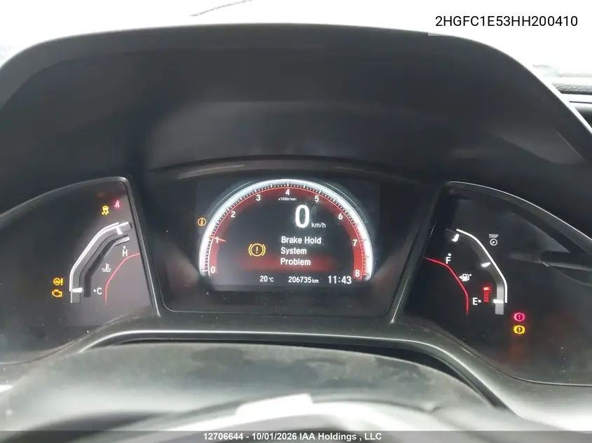 2017 HONDA CIVIC VIN 2HGFC1E53HH200410 — фото 7