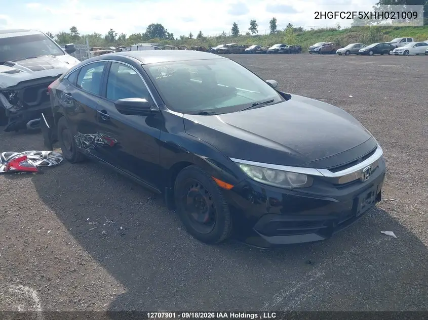HONDA CIVIC 2017, VIN 2HGFC2F5XHH021009