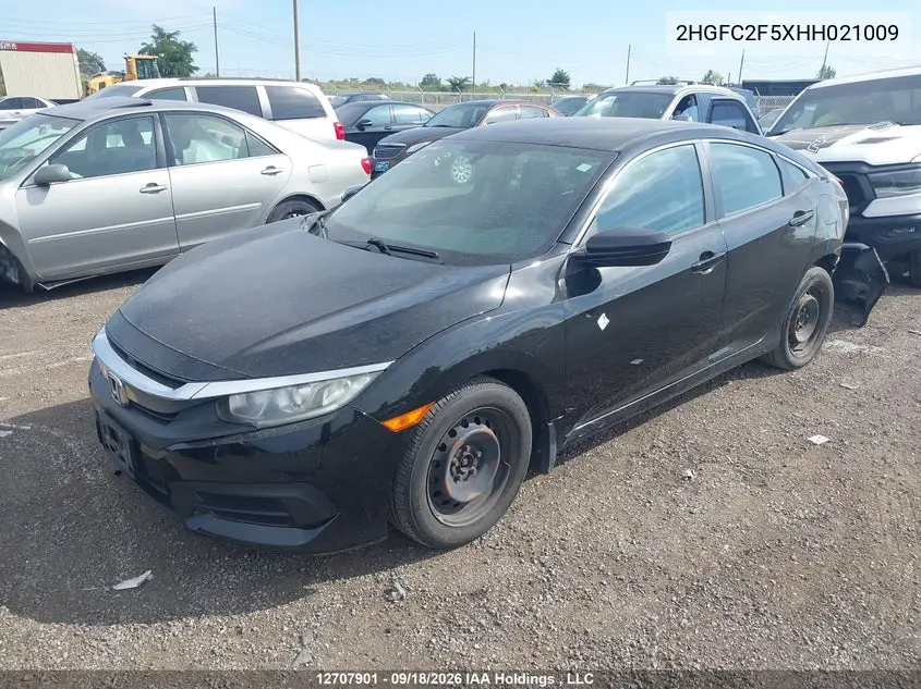 2017 HONDA CIVIC VIN 2HGFC2F5XHH021009 — фото 2