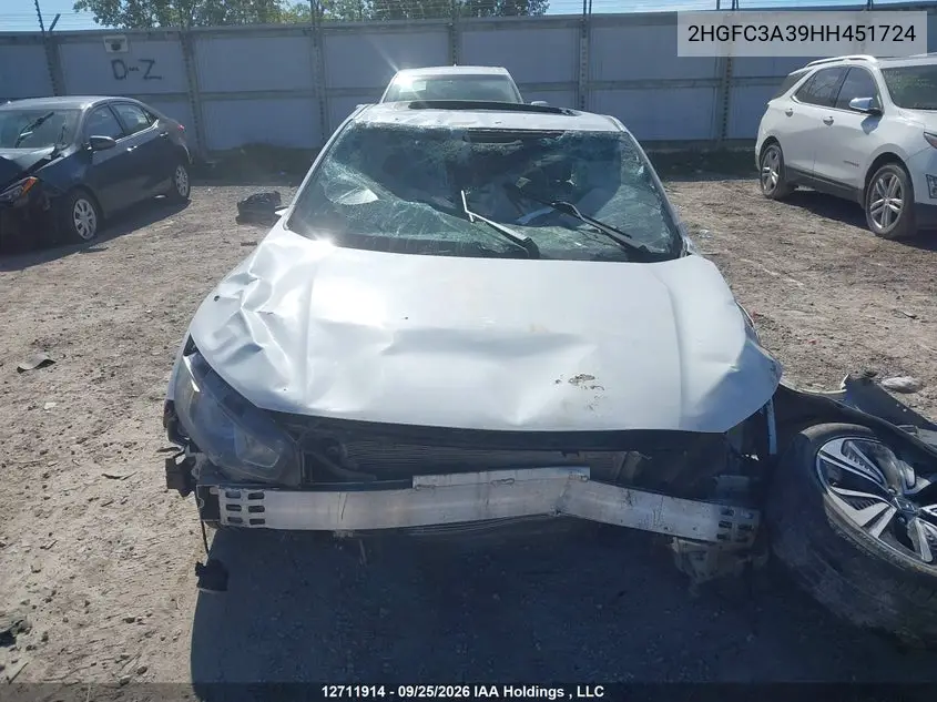 2017 HONDA CIVIC VIN 2HGFC3A39HH451724 — фото 12