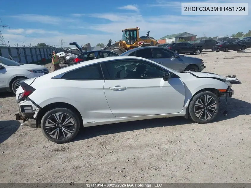 2017 HONDA CIVIC VIN 2HGFC3A39HH451724 — фото 13