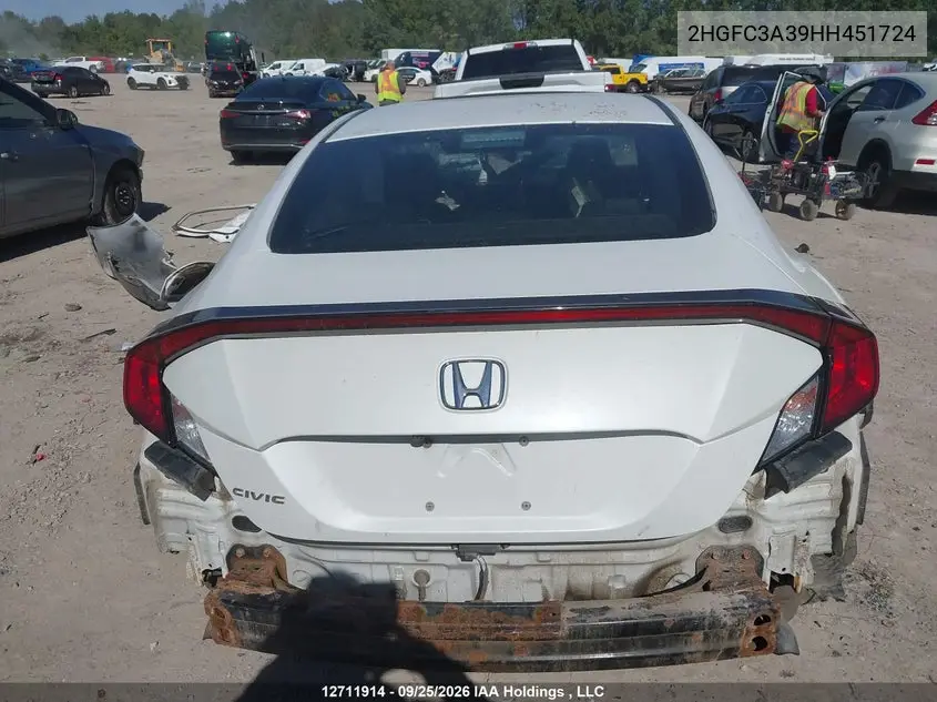 2017 HONDA CIVIC VIN 2HGFC3A39HH451724 — фото 16
