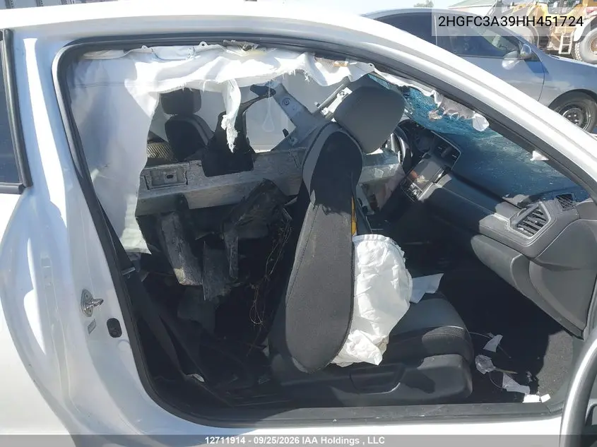 2017 HONDA CIVIC VIN 2HGFC3A39HH451724 — фото 5
