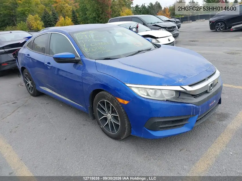 HONDA CIVIC 2017, VIN 2HGFC2F53HH014600