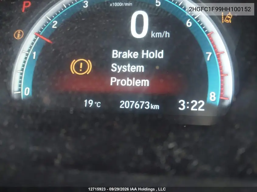 2017 HONDA CIVIC VIN 2HGFC1F99HH100152 — фото 15