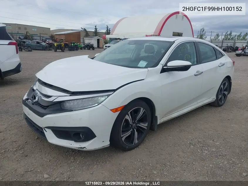 2017 HONDA CIVIC VIN 2HGFC1F99HH100152 — фото 2