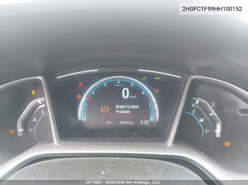 2017 HONDA CIVIC VIN 2HGFC1F99HH100152 — фото 7