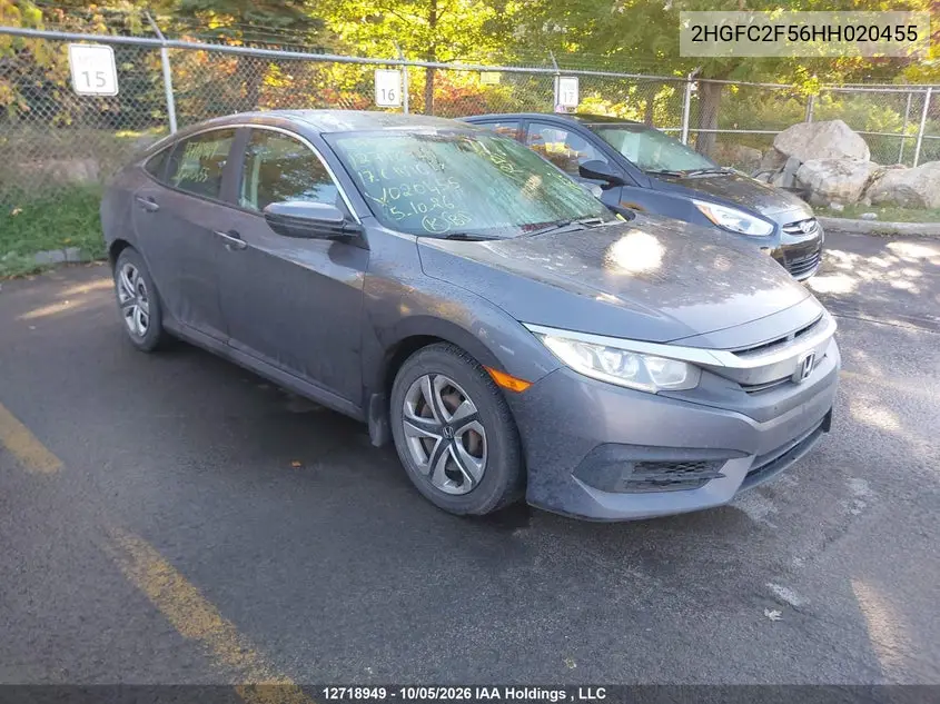 HONDA CIVIC 2017, VIN 2HGFC2F56HH020455