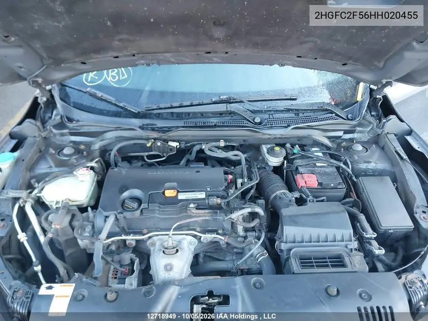 2017 HONDA CIVIC VIN 2HGFC2F56HH020455 — фото 10