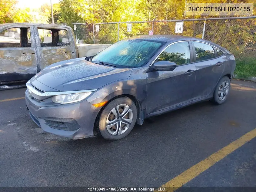 2017 HONDA CIVIC VIN 2HGFC2F56HH020455 — фото 2