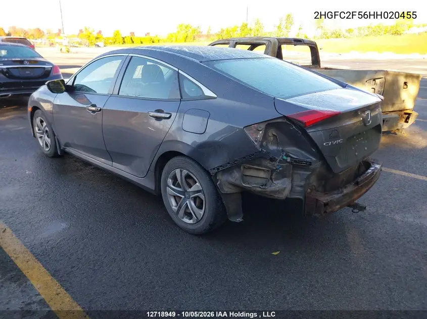 2017 HONDA CIVIC VIN 2HGFC2F56HH020455 — фото 3