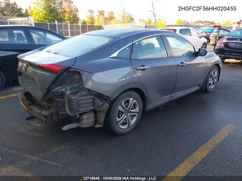 2017 HONDA CIVIC VIN 2HGFC2F56HH020455 — фото 4