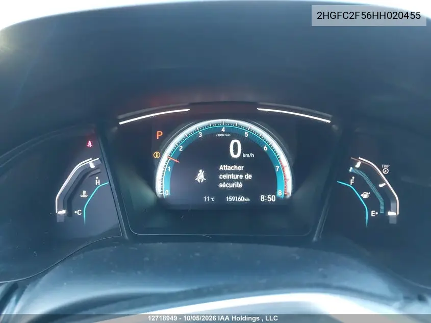 2017 HONDA CIVIC VIN 2HGFC2F56HH020455 — фото 7