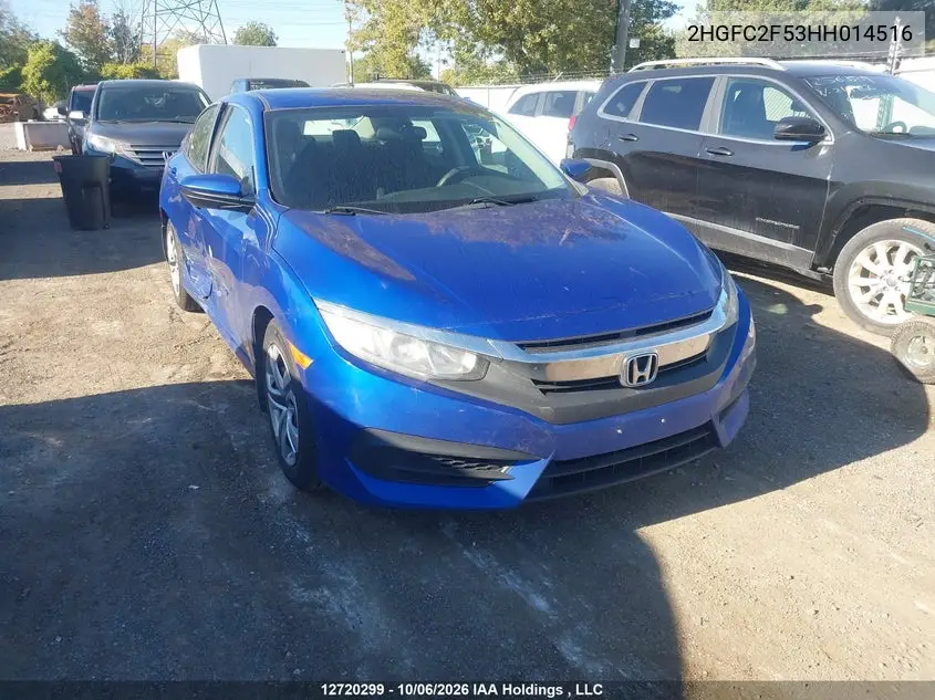 HONDA CIVIC 2017, VIN 2HGFC2F53HH014516