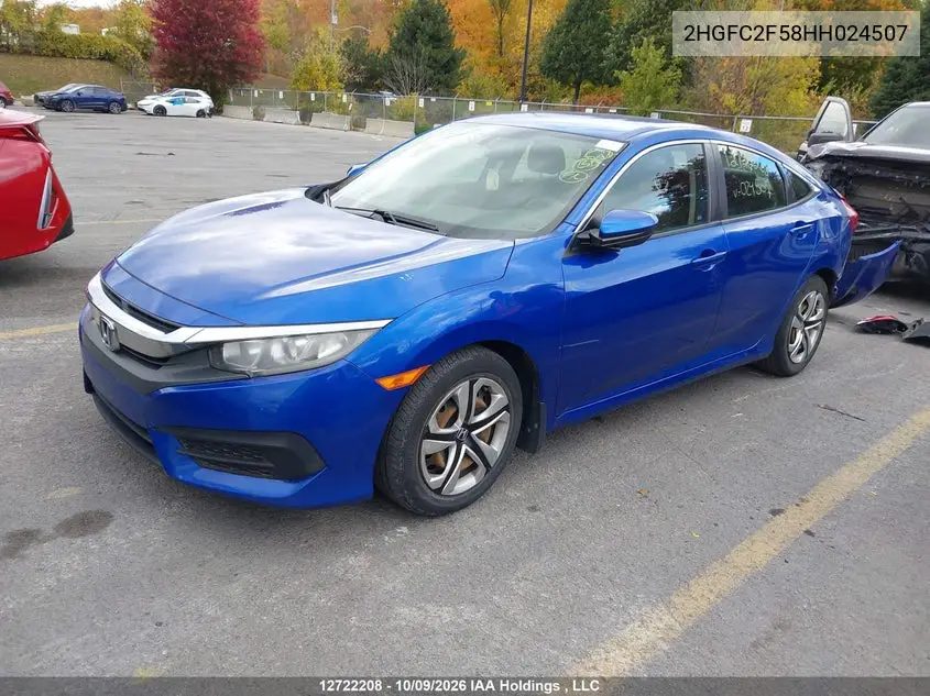 2017 HONDA CIVIC VIN 2HGFC2F58HH024507 — фото 2