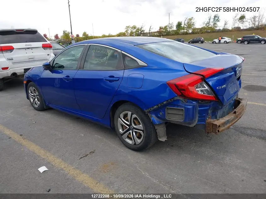 2017 HONDA CIVIC VIN 2HGFC2F58HH024507 — фото 3