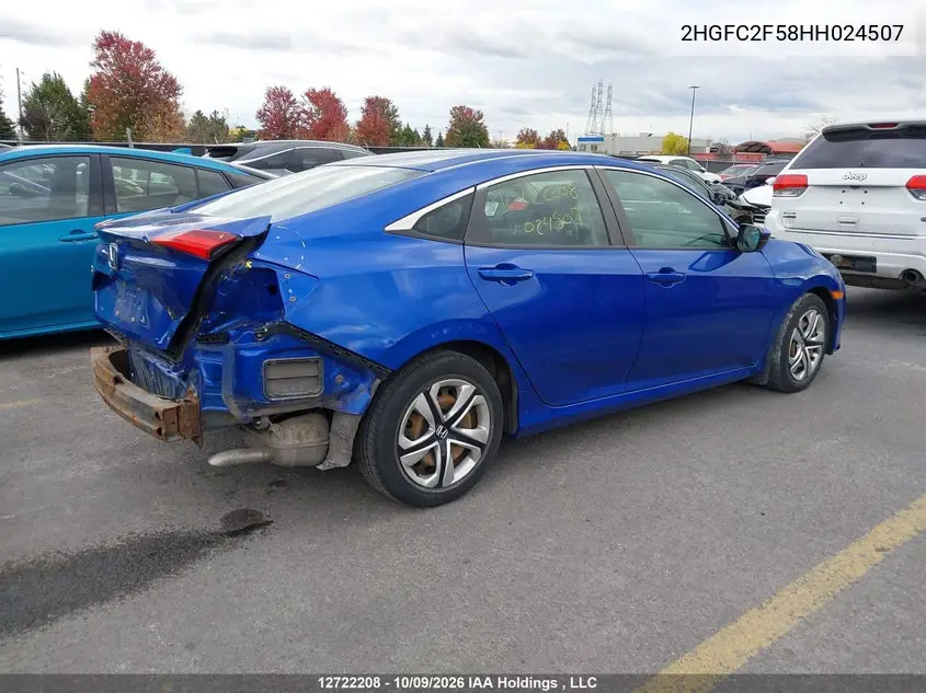 2017 HONDA CIVIC VIN 2HGFC2F58HH024507 — фото 4