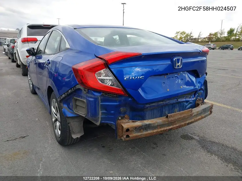 2017 HONDA CIVIC VIN 2HGFC2F58HH024507 — фото 6