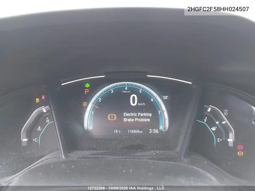 2017 HONDA CIVIC VIN 2HGFC2F58HH024507 — фото 7