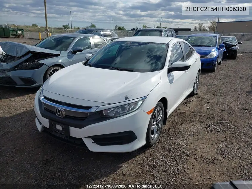 2017 HONDA CIVIC VIN 2HGFC2F54HH006330 — фото 2