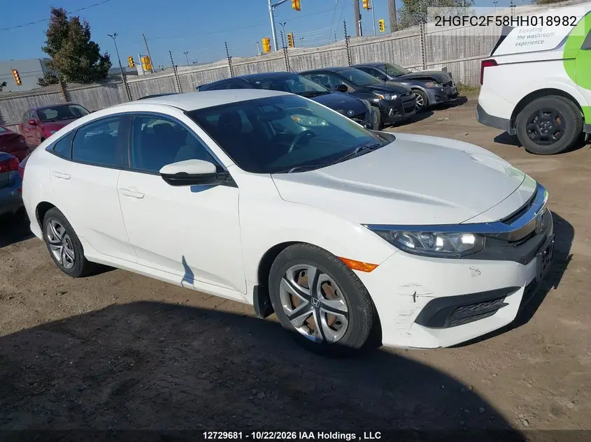 HONDA CIVIC 2017, VIN 2HGFC2F58HH018982