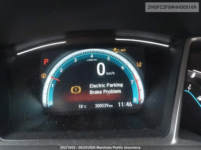 2017 HONDA CIVIC VIN 2HGFC2F84HH005169 — фото 14
