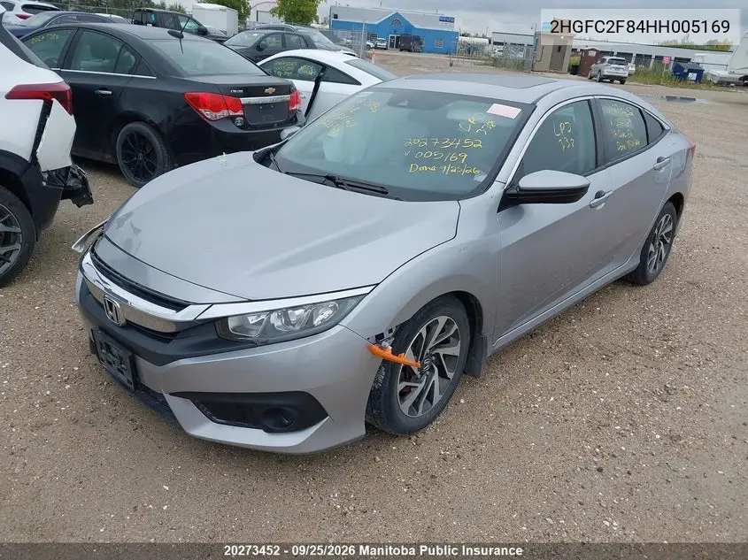 2017 HONDA CIVIC VIN 2HGFC2F84HH005169 — фото 4