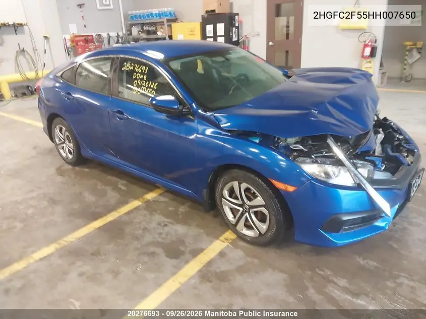 HONDA CIVIC 2017, VIN 2HGFC2F55HH007650